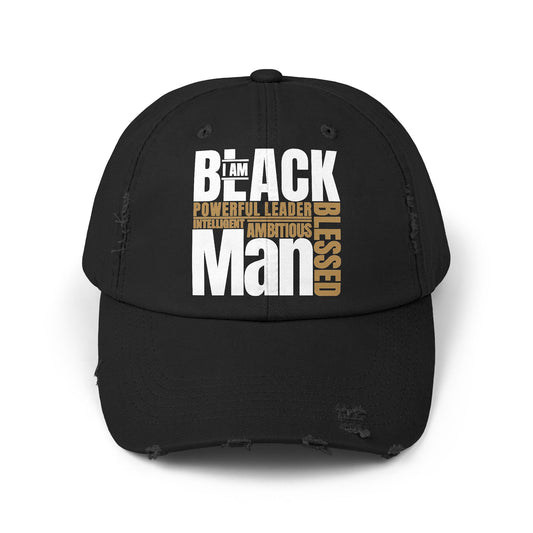 I Am Black Man  Distressed Cap