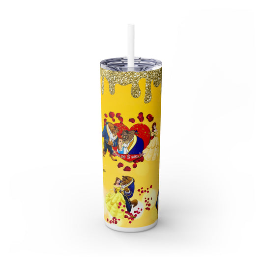 Beauty and The Beast Love  Tumbler with Straw, 20oz