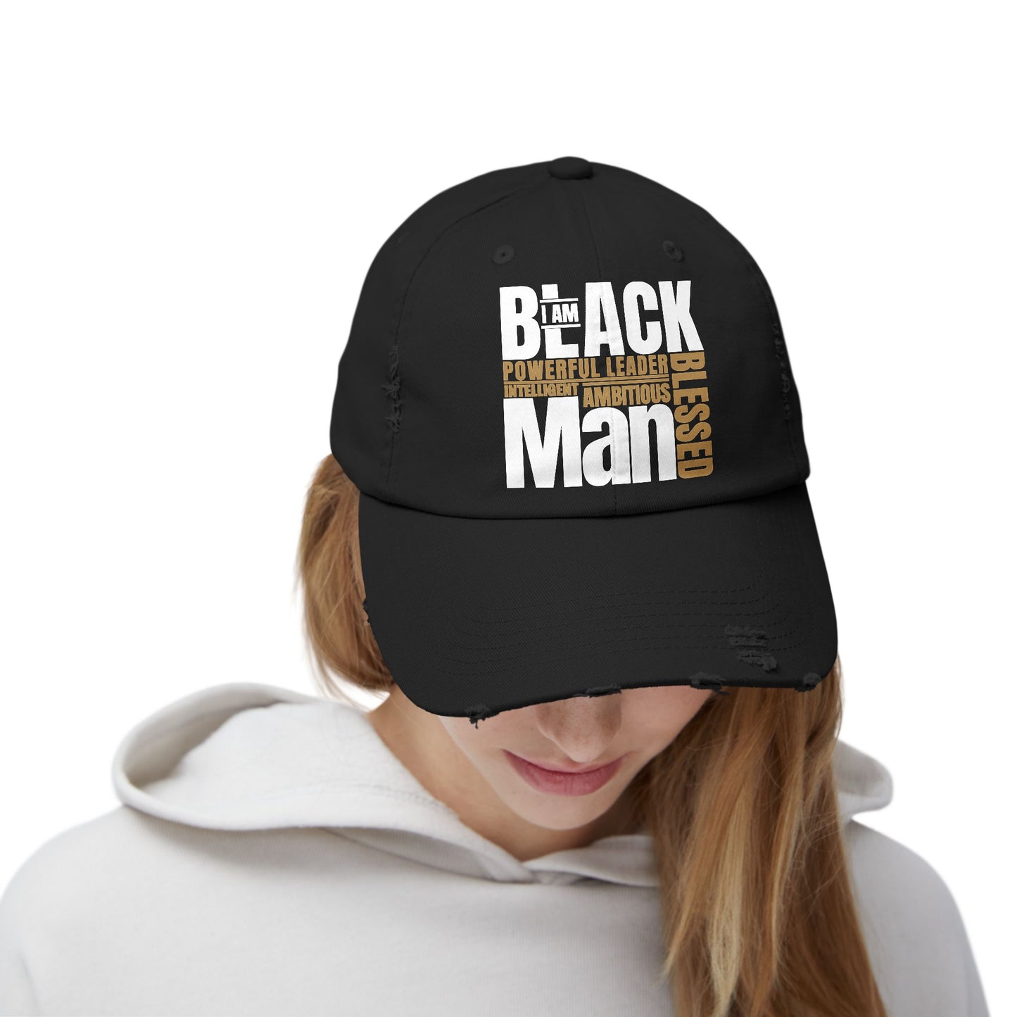 I Am Black Man  Distressed Cap