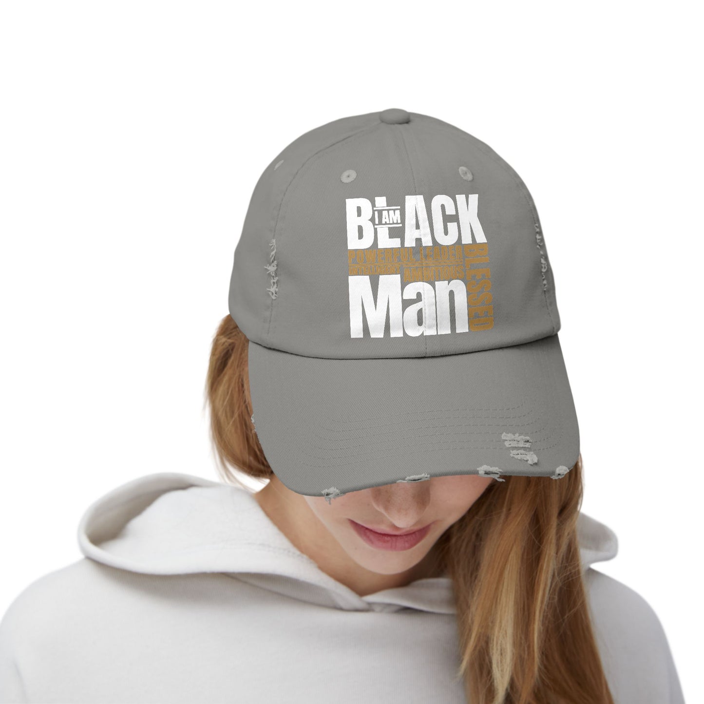 I Am Black Man  Distressed Cap