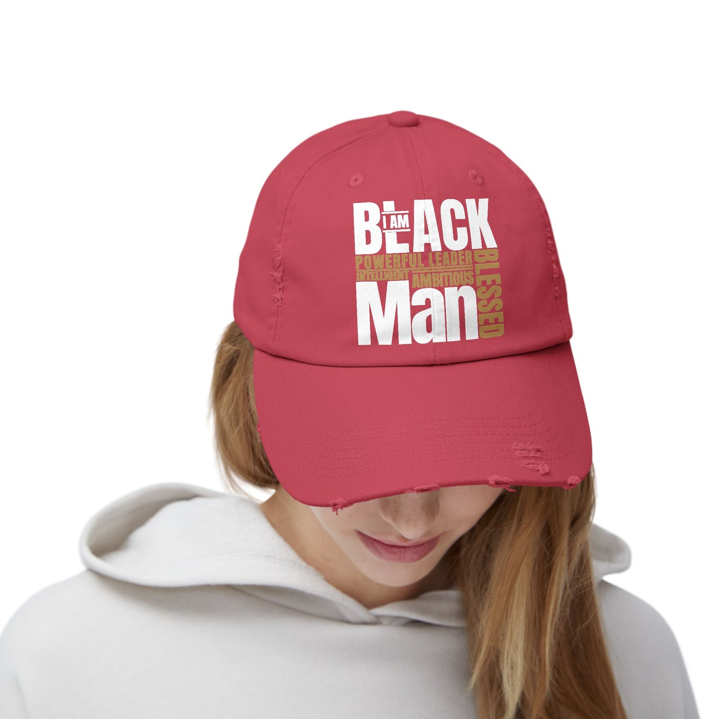 I Am Black Man  Distressed Cap