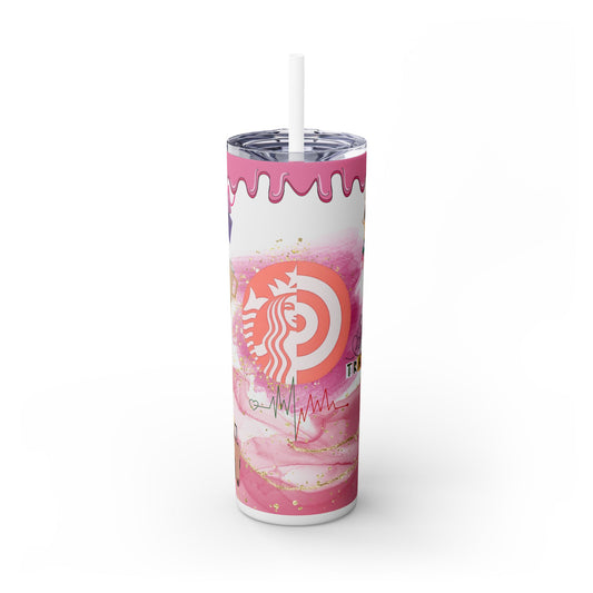 Sips n trips w/drip Skinny Tumbler with Straw, 20oz