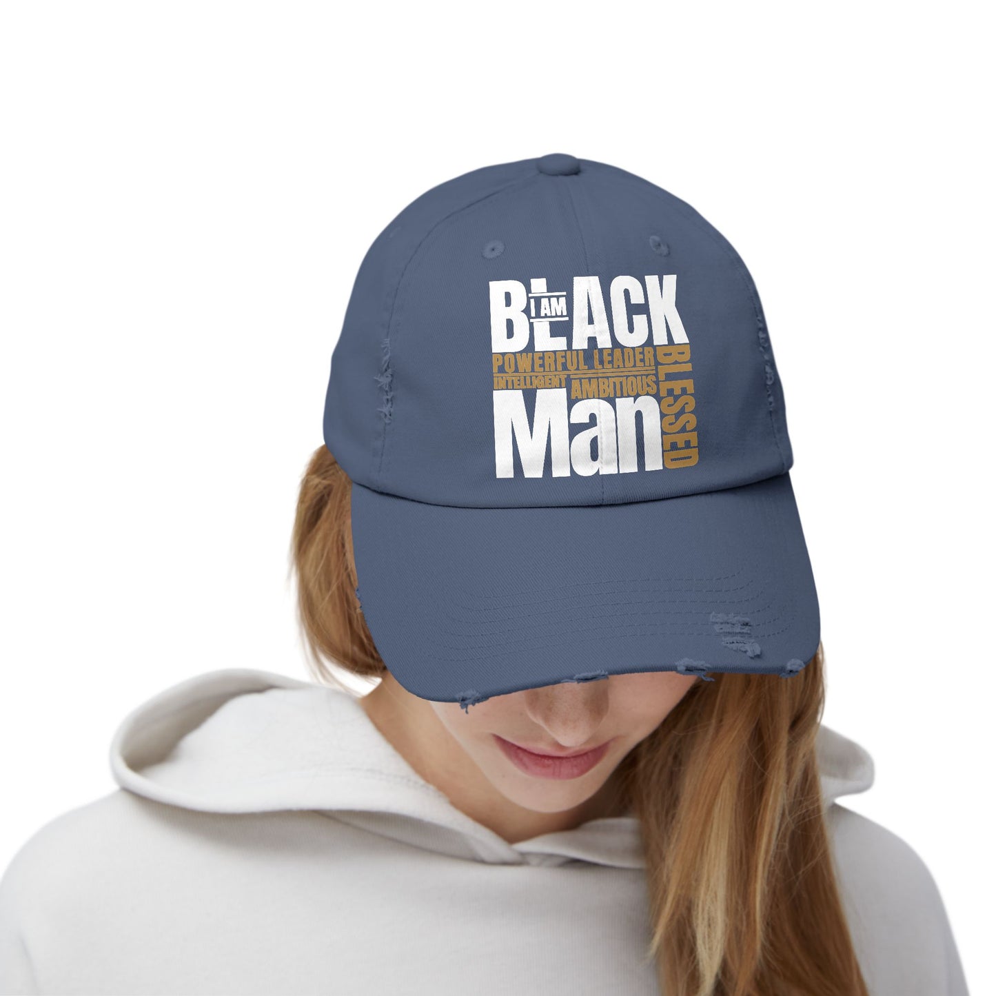 I Am Black Man  Distressed Cap